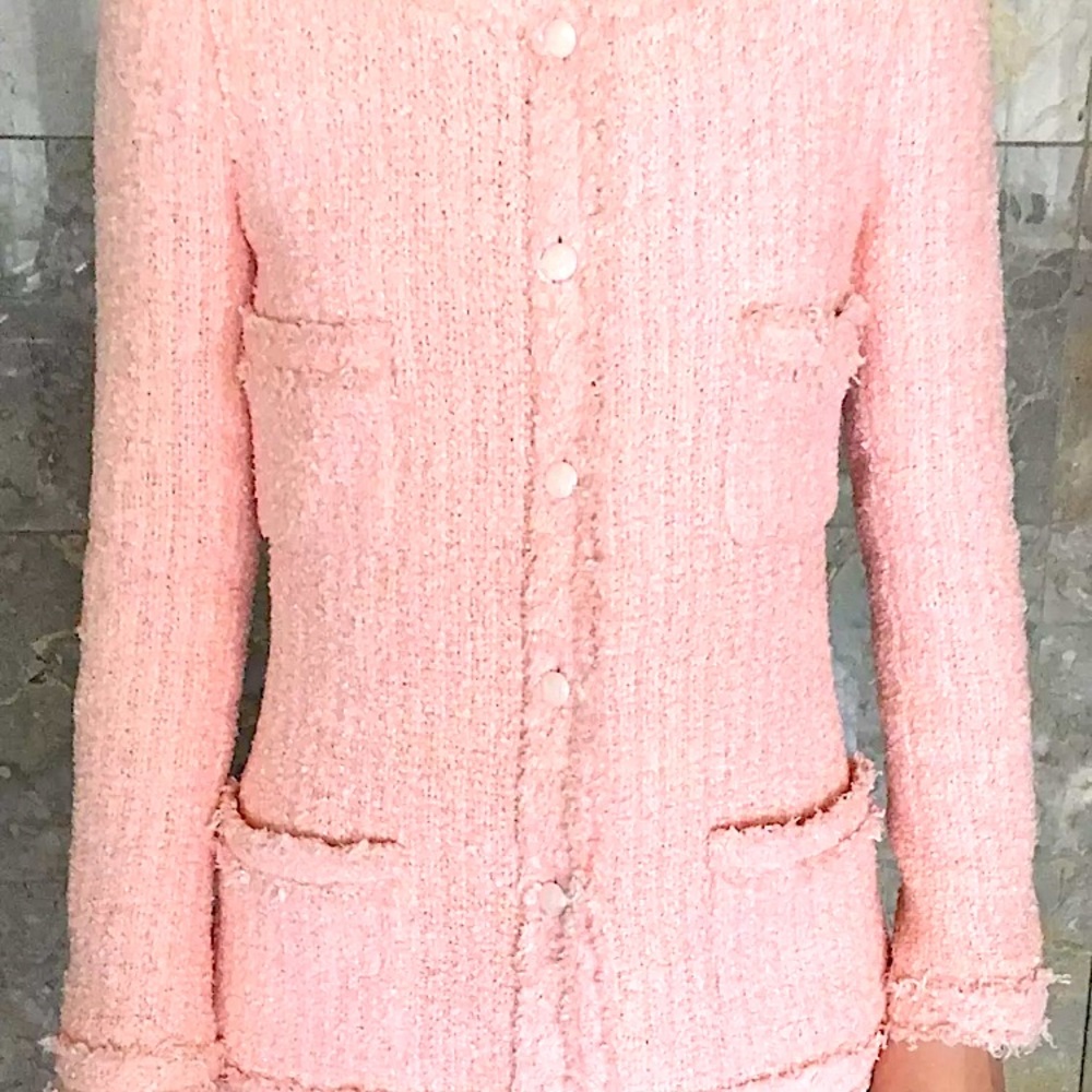 CHANEL Authentic O4C Blush Pink Tweed Jacket.